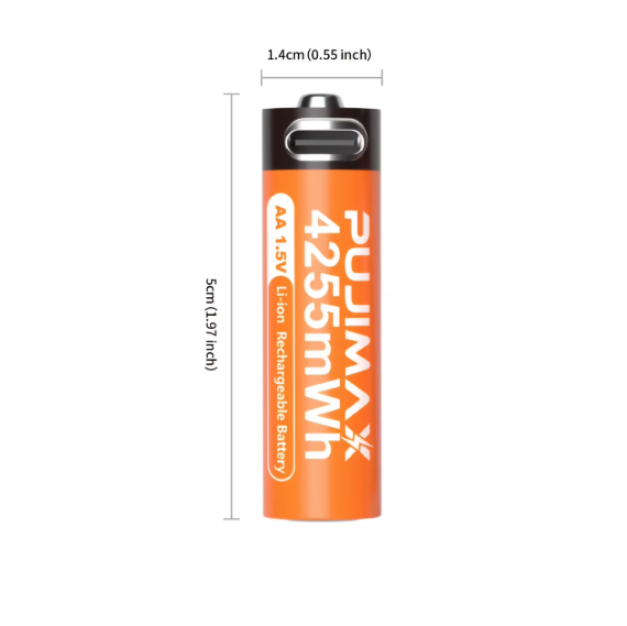 4225mWh Rechargeable Lithium AA Batteries 4 Pack, 1.5V USB Double A Lithium-ion Battery AA Size