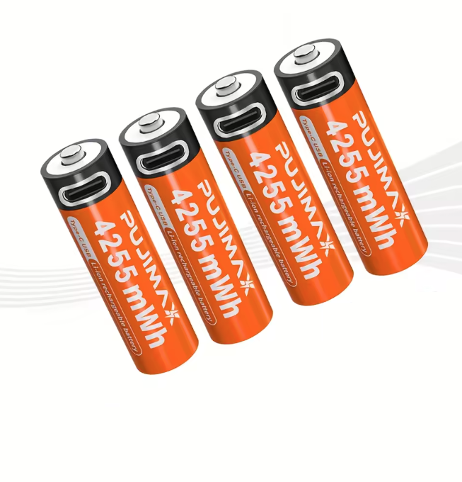 4225mWh Rechargeable Lithium AA Batteries 4 Pack, 1.5V USB Double A Lithium-ion Battery AA Size