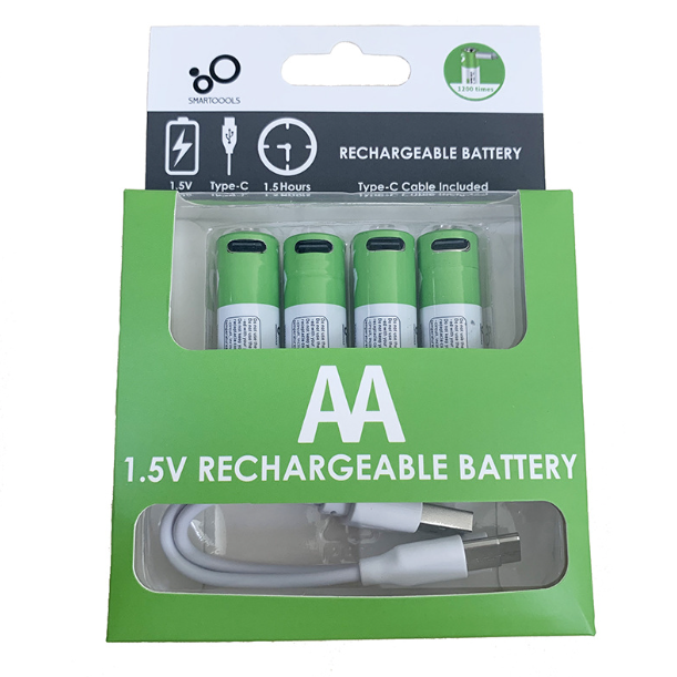4pcs AA Battery AA Batteries, USB/Type-C AA Rechargeable Battery, High Capacity 1.5V 1733mAh 2600mWh 1.5 Hours Fast Charge