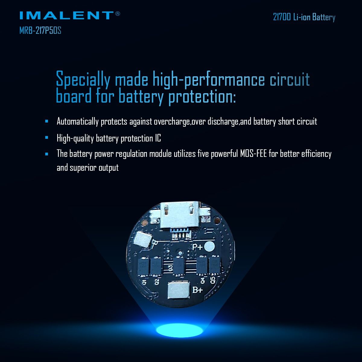 IMALENT MRB-217P50S 21700 5000MAH 3.6V rechargeable Battery 