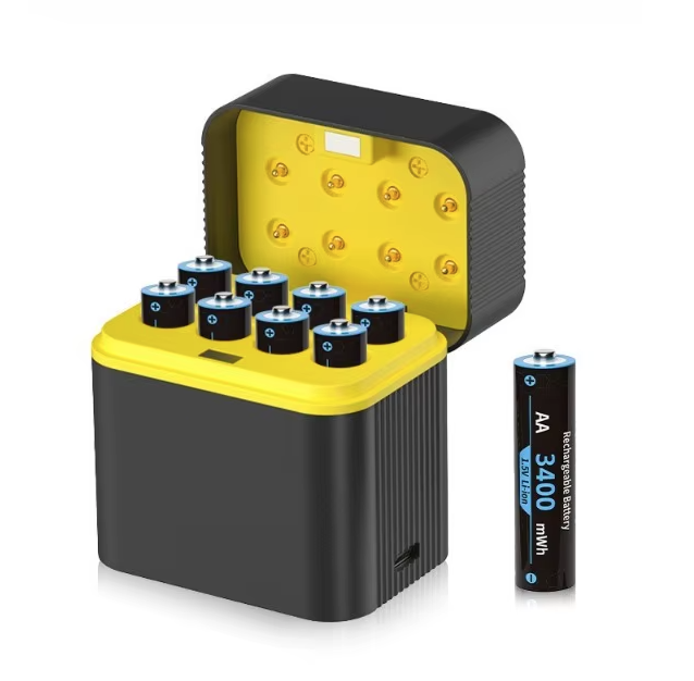Rechargeable AA Batteries Lithium with Charger,8 pack 1.5V 4225mWh Double A Battery Rechargeable,Long Lasting Pilas Recargables Lithium ion AA Battery with Charging Storage Box