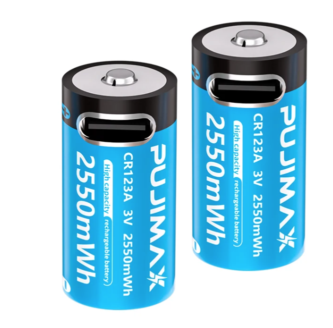 CR123A 2550mWh 3V Type-C Lithium Rechargeable Battery