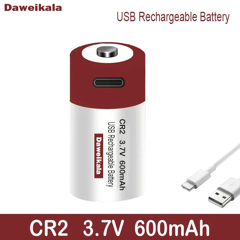 CR2 Li-ion USB Rechargeable Battery 3.7V 600mah Type-C Lithium batterie