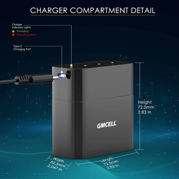 Rechargeable AA Battery Lithium 4 Pack with Charger - 3000mWh 1.5V Li-ion Rechargeable AA Battery