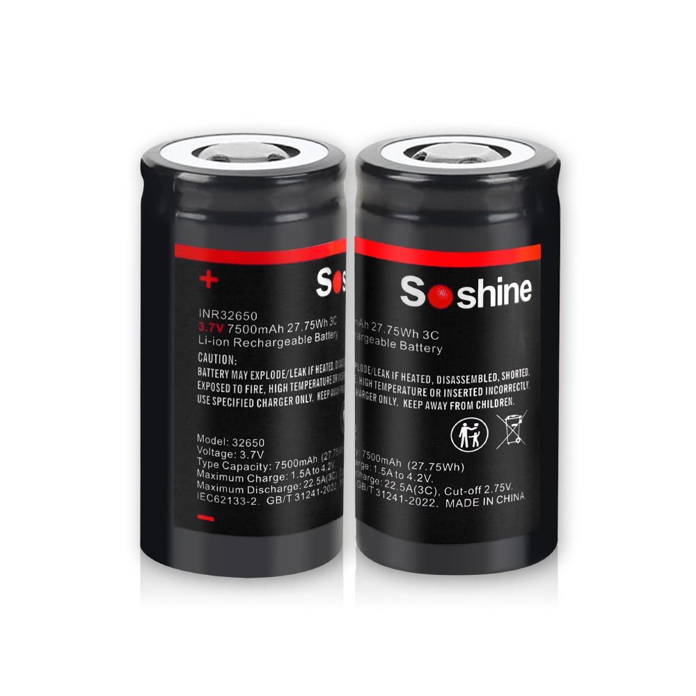 Soshine 32650 3.7V 7500mAh Rechargeable Li-ion Battery 